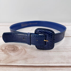 Genuine Snakeskin Belt Electric Blue The Ritz Vtg Y2K 1.5” Wide Waist 30-33.5”